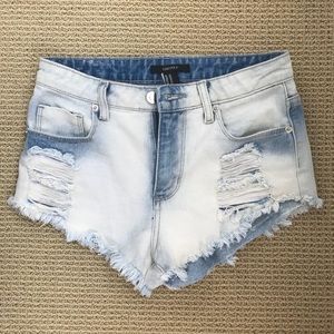 Light wash denim cutoff shorts